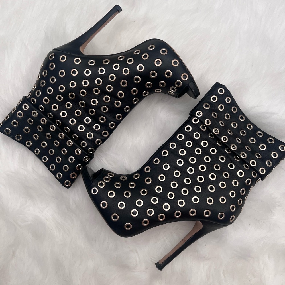 Aldo Black Heeled Boots with Gold Eyelets